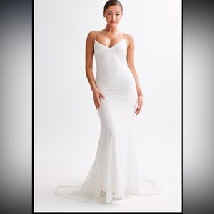 Catalina Pearl beaded wedding gown - white